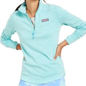 Vineyard Vines Dreamcloth Relaxed Shep Shirt Quarter Zip Sweatshirt Mint NWOT